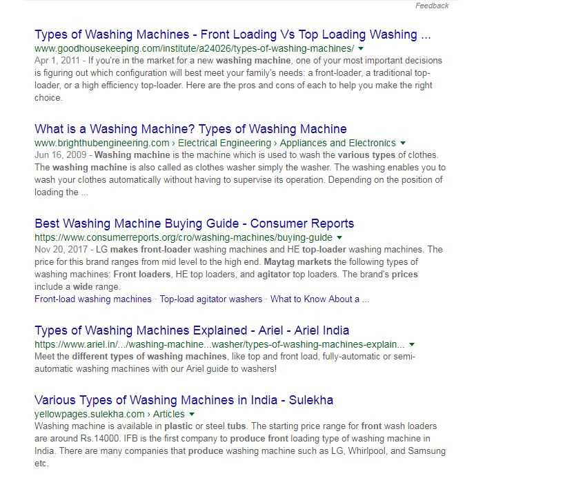 types of washing machine